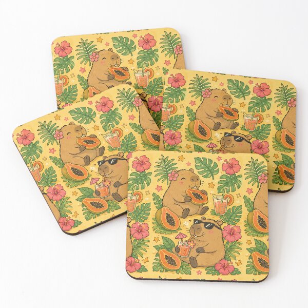Item preview, Capybara Papaya Tropical Pattern designed and sold by Soft Berry Studio.