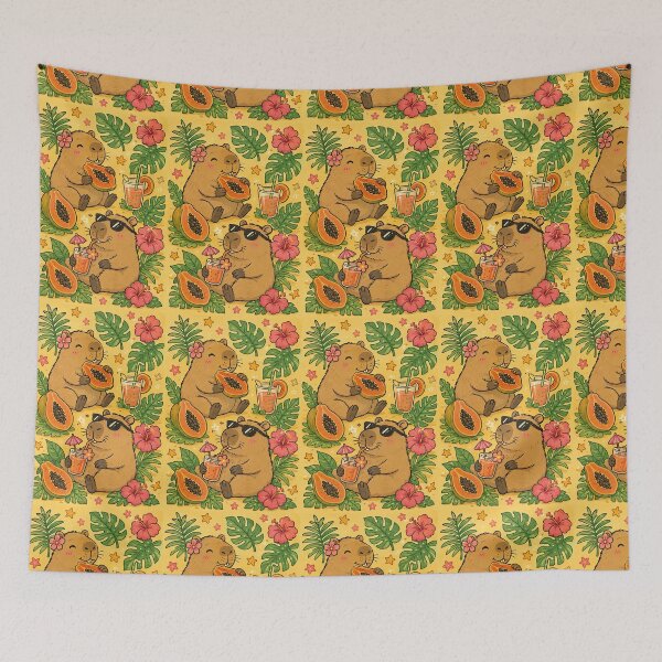 Item preview, Capybara Papaya Tropical Pattern designed and sold by Soft Berry Studio.