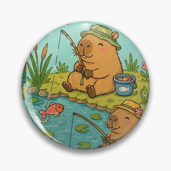 Item preview, Capybara Fishing Pond Pattern designed and sold by Soft Berry Studio.