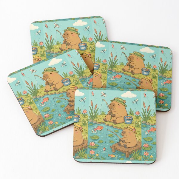 Item preview, Capybara Fishing Pond Pattern designed and sold by Soft Berry Studio.