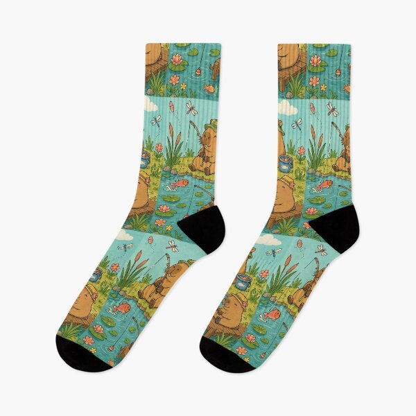 Item preview, Capybara Fishing Pond Pattern designed and sold by Soft Berry Studio.