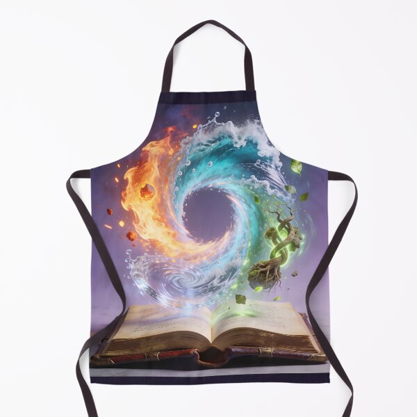 Item preview, Four Elements Open Magic Book Fire Water Earth Air Fantasy Art ?? НАЗВА designed and sold by OksArtStudio.