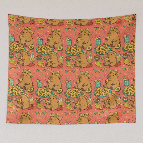 Item preview, Capybara Nacho Party Pattern designed and sold by Soft Berry Studio.