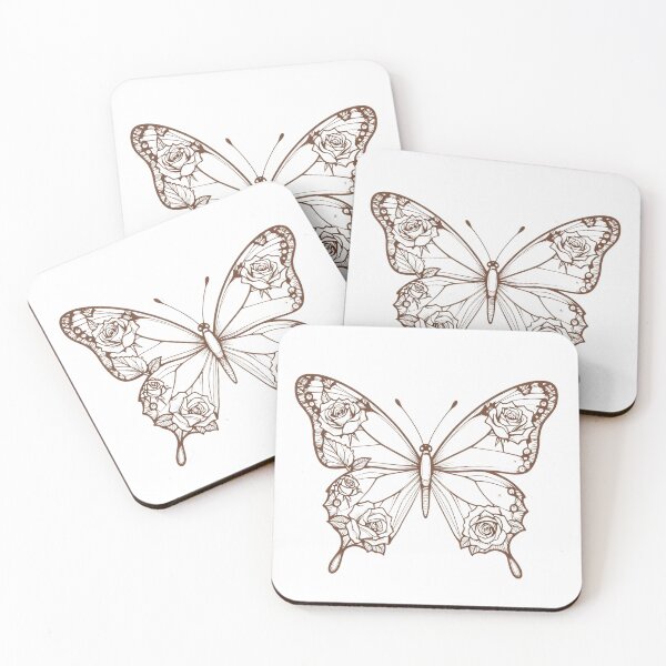 Item preview, Copper Rose Butterfly Line Art designed and sold by mimikaka.