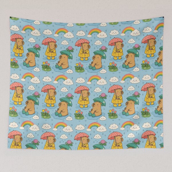 Item preview, Capybara Cloudy Day Pattern designed and sold by Soft Berry Studio.