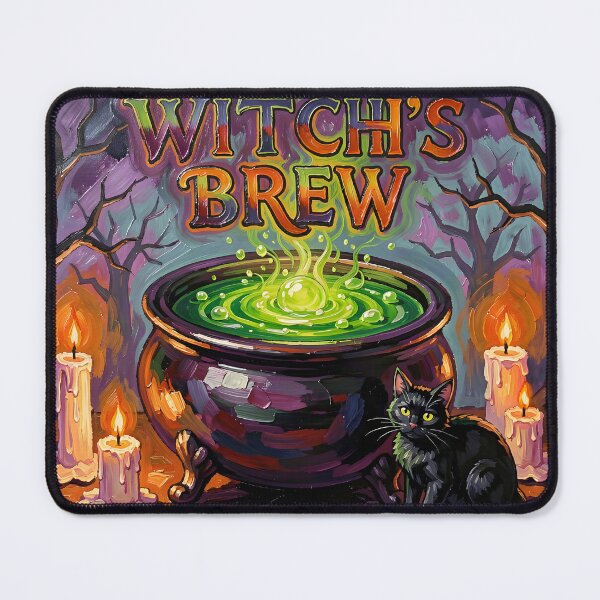 Item preview, Witch's Brew Halloween Cauldron Black Cat designed and sold by Serene Strokes Art.