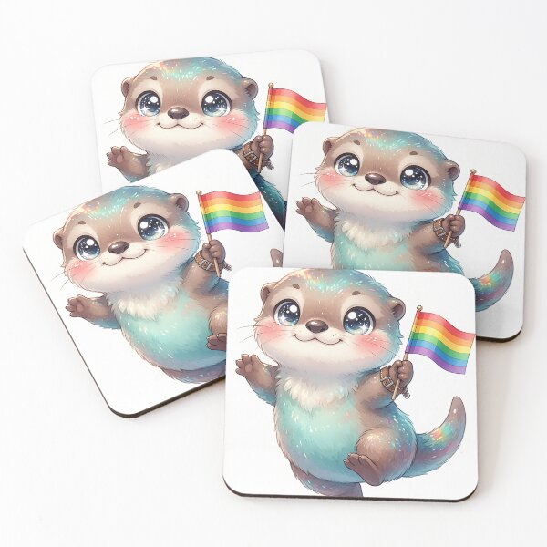 Item preview, Cute Pride Otter with Rainbow Flag – LGBTQ+ Kawaii Animal designed and sold by ZhivanCrimson.