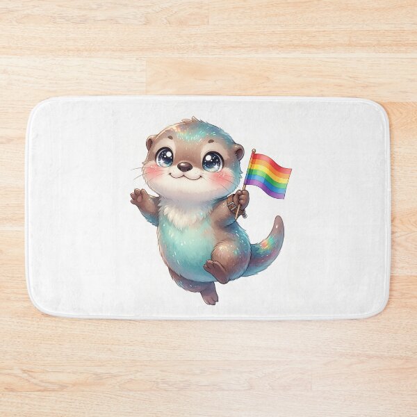 Item preview, Cute Pride Otter with Rainbow Flag – LGBTQ+ Kawaii Animal designed and sold by ZhivanCrimson.