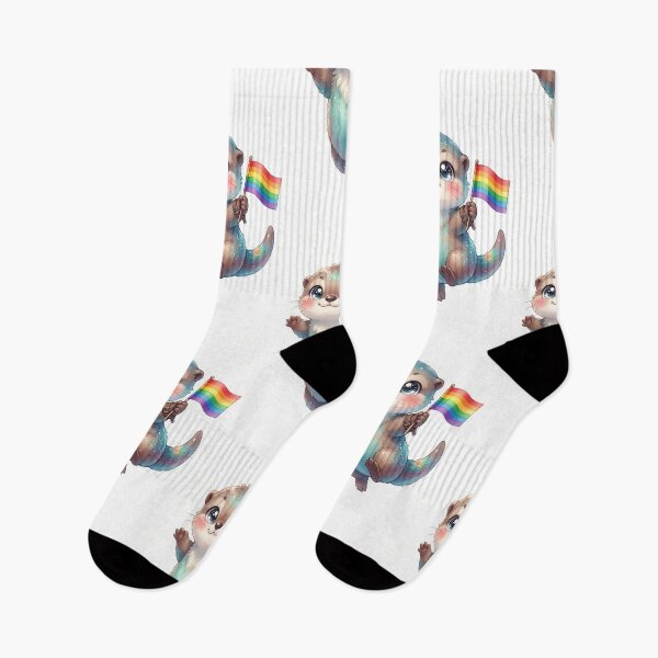 Item preview, Cute Pride Otter with Rainbow Flag – LGBTQ+ Kawaii Animal designed and sold by ZhivanCrimson.