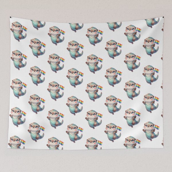 Item preview, Cute Pride Otter with Rainbow Flag – LGBTQ+ Kawaii Animal designed and sold by ZhivanCrimson.