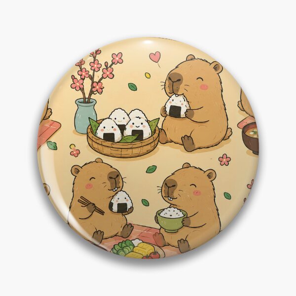 Item preview, Capybara Onigiri Lunch Pattern designed and sold by Soft Berry Studio.