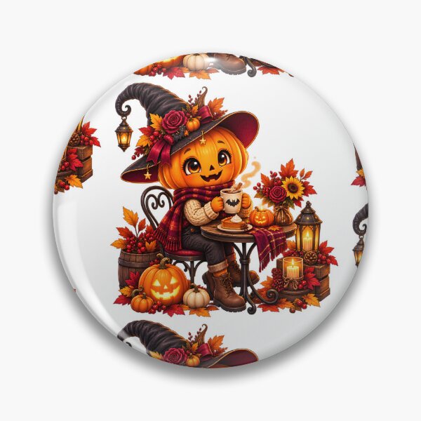 Item preview, Halloween Pumpkin Coffee Break – Cute Autumn Café Character designed and sold by Clothes With Smiling Animals Walt Gral.