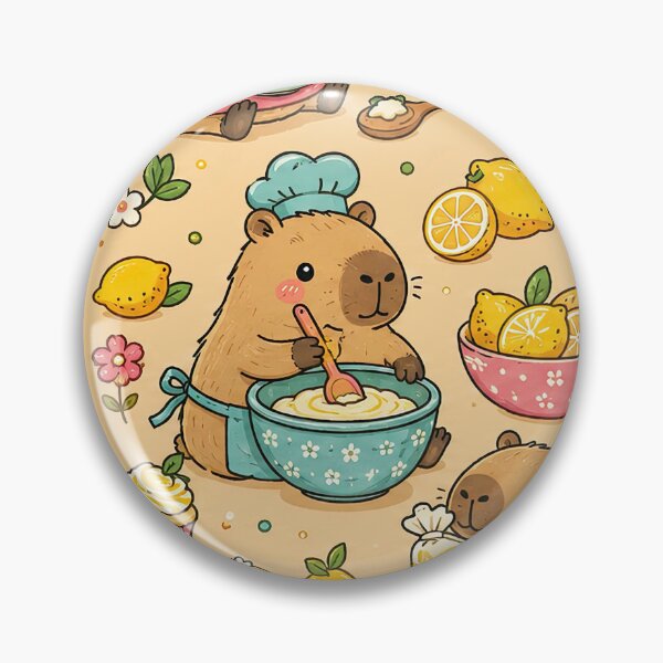 Item preview, Capybara Lemon Cupcake Pattern designed and sold by Soft Berry Studio.