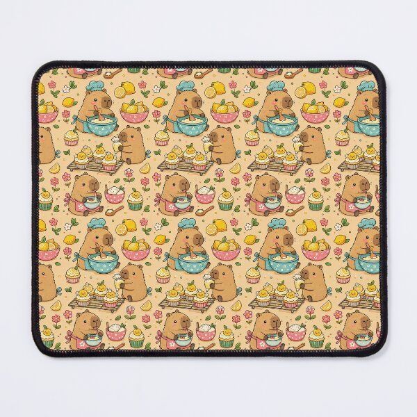 Item preview, Capybara Lemon Cupcake Pattern designed and sold by Soft Berry Studio.