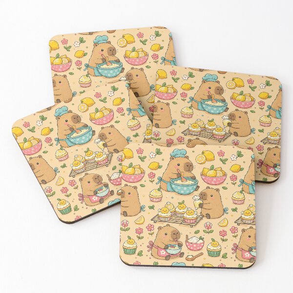 Item preview, Capybara Lemon Cupcake Pattern designed and sold by Soft Berry Studio.