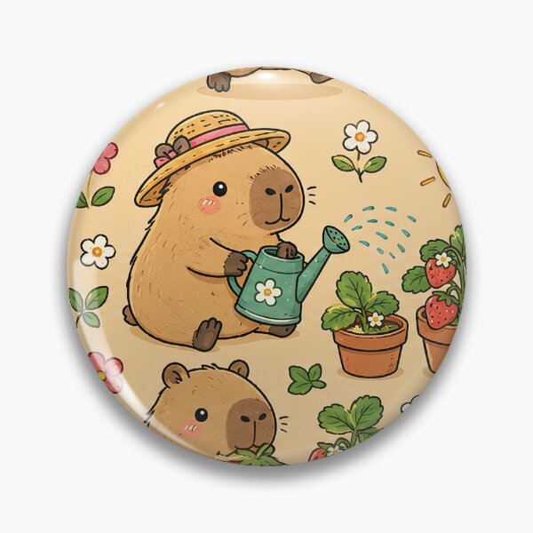 Item preview, Capybara Strawberry Garden Pattern designed and sold by Soft Berry Studio.