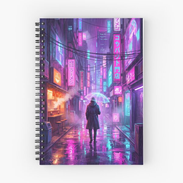 Item preview, Callejón de lluvia neón, callejón ciberpunk, ramen designed and sold by SnazzifyDigital.
