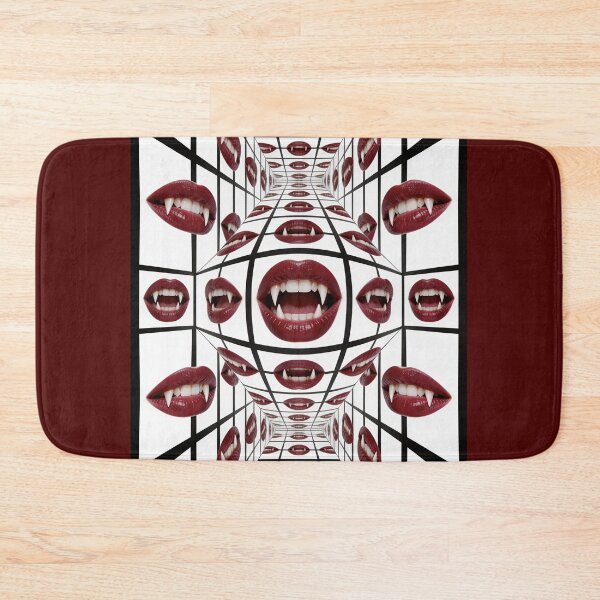 Item preview, Vampire Fangs Red Lips Optical Illusion Pattern Halloween Art designed and sold by OksArtStudio.