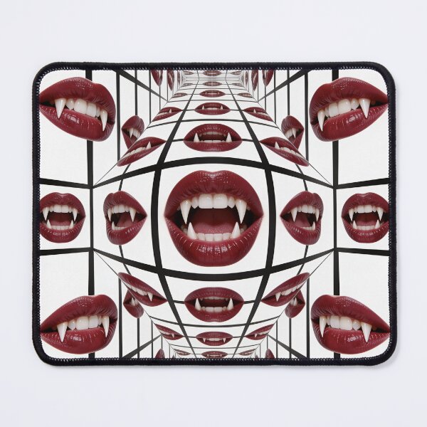 Item preview, Vampire Fangs Red Lips Optical Illusion Pattern Halloween Art designed and sold by OksArtStudio.