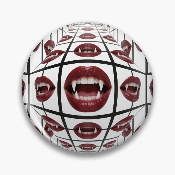 Item preview, Vampire Fangs Red Lips Optical Illusion Pattern Halloween Art designed and sold by OksArtStudio.