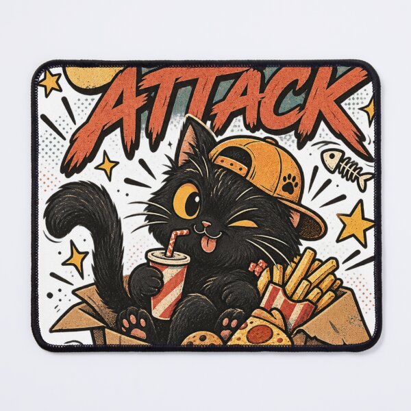 Item preview, Snack Attack Black Cat Vintage Cartoon designed and sold by The Wicked Herbarium.