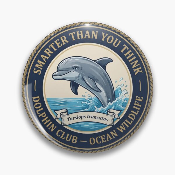 Item preview, Smarter Than You Think Dolphin Humor Badge designed and sold by CalmCapy Co.