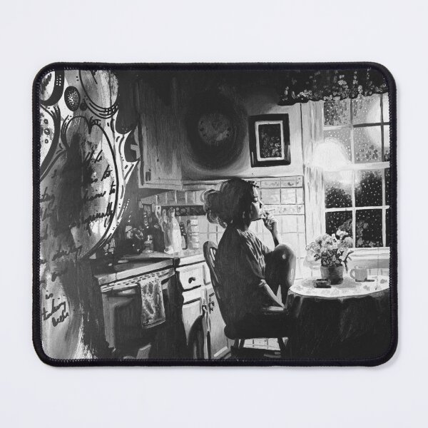 Item preview, Interior with an Unfinished Alibi – Noir Figurative Painting designed and sold by CheHojas.