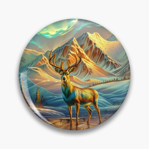 Item preview, Deer Beneath the Northern Lights – Snowy Mountain Winter Forest designed and sold by MargaretWiktor.
