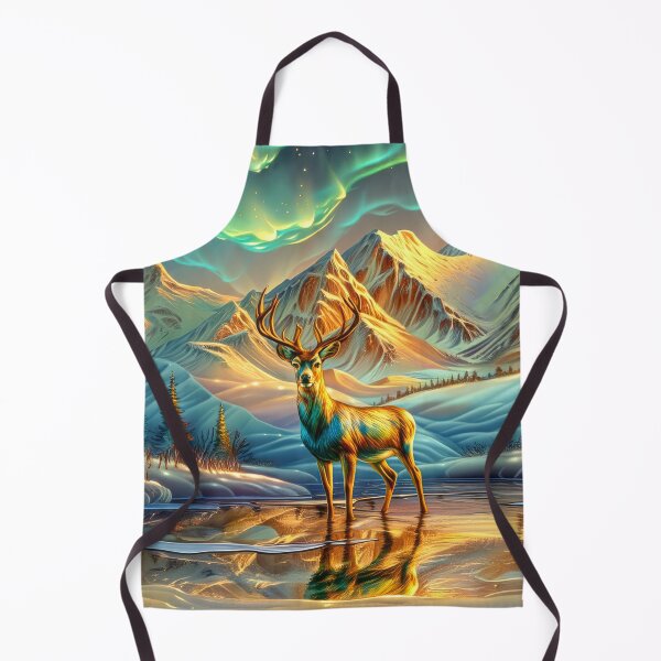 Item preview, Deer Beneath the Northern Lights – Snowy Mountain Winter Forest designed and sold by MargaretWiktor.
