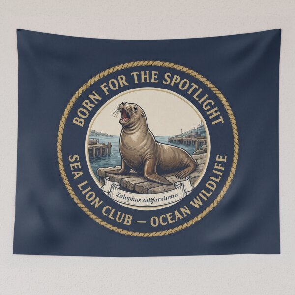 Item preview, Born For The Spotlight Sea Lion Humor Badge designed and sold by CalmCapy Co.