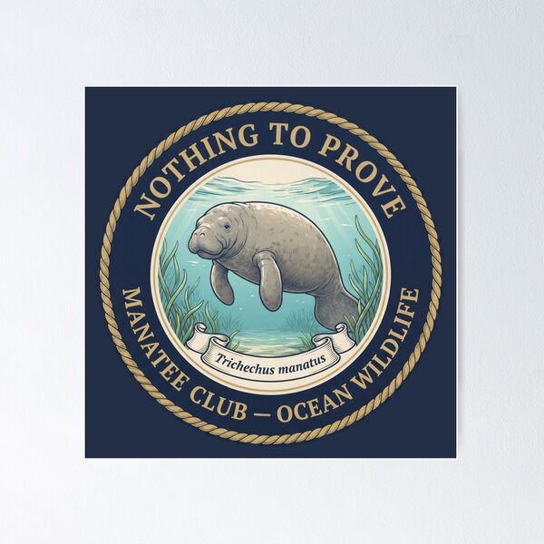 Item preview, Nothing To Prove Manatee Club Humor Badge designed and sold by CalmCapy Co.