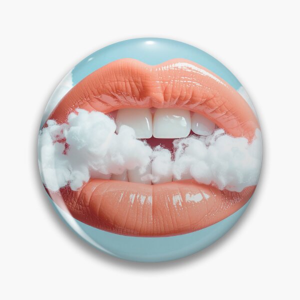 Item preview, Surreal Pink Glossy Lips Floating In Clouds Dreamy Lip Art designed and sold by OksArtStudio.