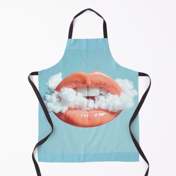 Item preview, Surreal Pink Glossy Lips Floating In Clouds Dreamy Lip Art designed and sold by OksArtStudio.