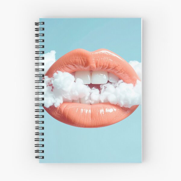 Item preview, Surreal Pink Glossy Lips Floating In Clouds Dreamy Lip Art designed and sold by OksArtStudio.