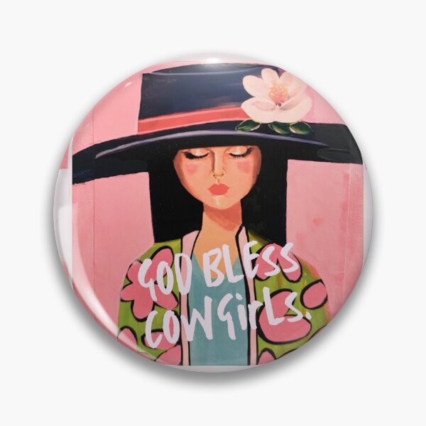 Item preview, God Bless Cowgirls Black Hat Boho Cowgirl Magnolia Flower Pink Art designed and sold by TinaSalazar.