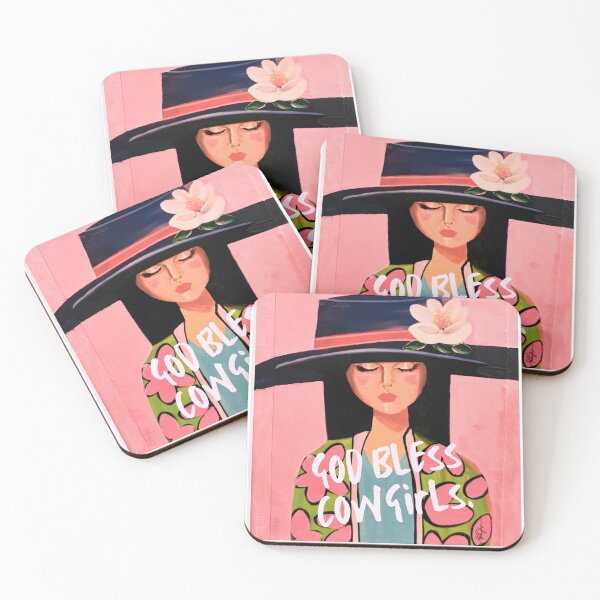 Item preview, God Bless Cowgirls Black Hat Boho Cowgirl Magnolia Flower Pink Art designed and sold by TinaSalazar.