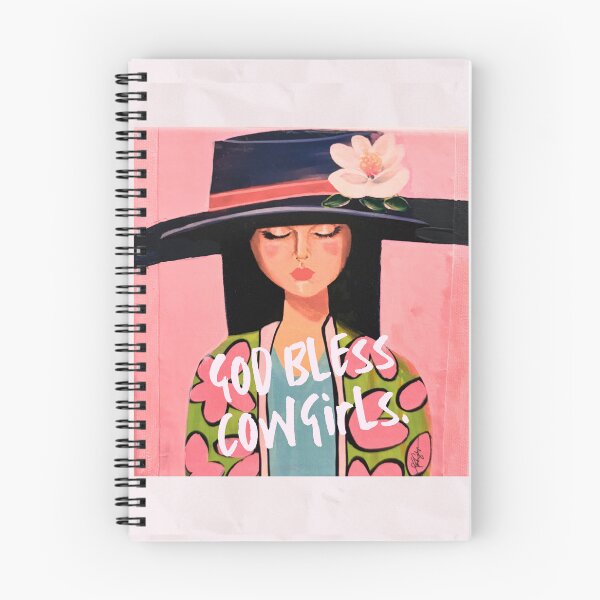 Item preview, God Bless Cowgirls Black Hat Boho Cowgirl Magnolia Flower Pink Art designed and sold by TinaSalazar.