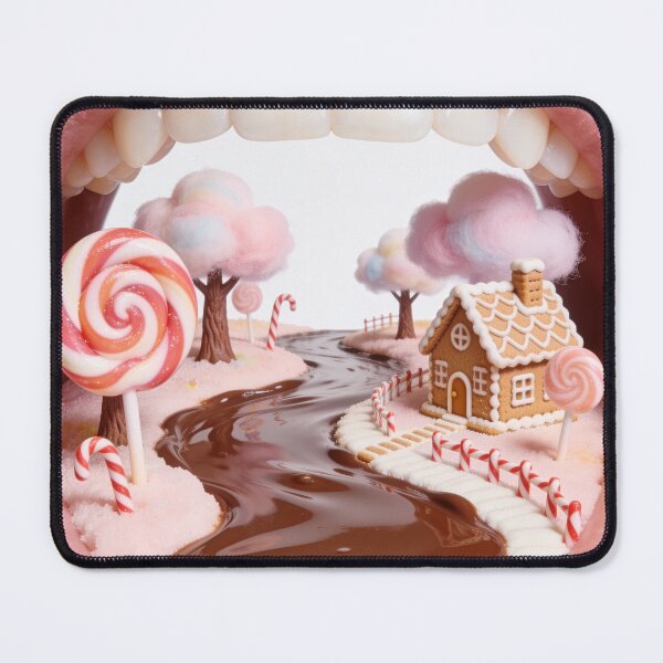 Item preview, Surreal Candyland Inside Mouth Gingerbread House Sweet Lip Art designed and sold by OksArtStudio.
