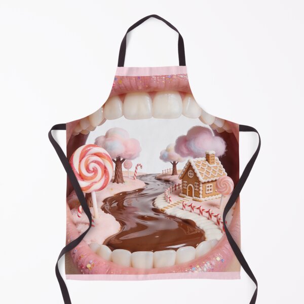 Item preview, Surreal Candyland Inside Mouth Gingerbread House Sweet Lip Art designed and sold by OksArtStudio.
