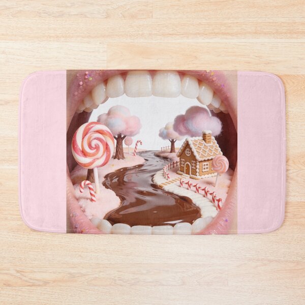 Item preview, Surreal Candyland Inside Mouth Gingerbread House Sweet Lip Art designed and sold by OksArtStudio.