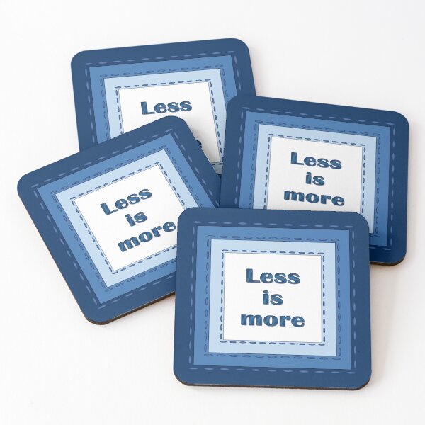 Item preview, The inscription "Less is more" in simulated textile frames of blue color shades designed and sold by Cherevan.