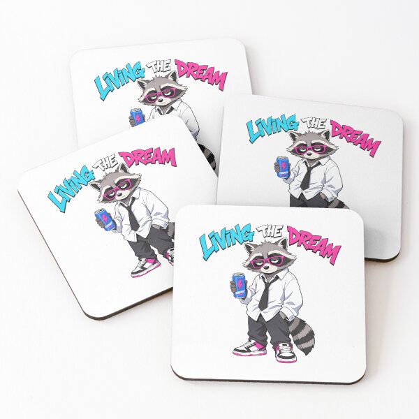 Item preview, Living the Dream - Cool Urban Raccoon Ironic Art designed and sold by TatyanaArt.