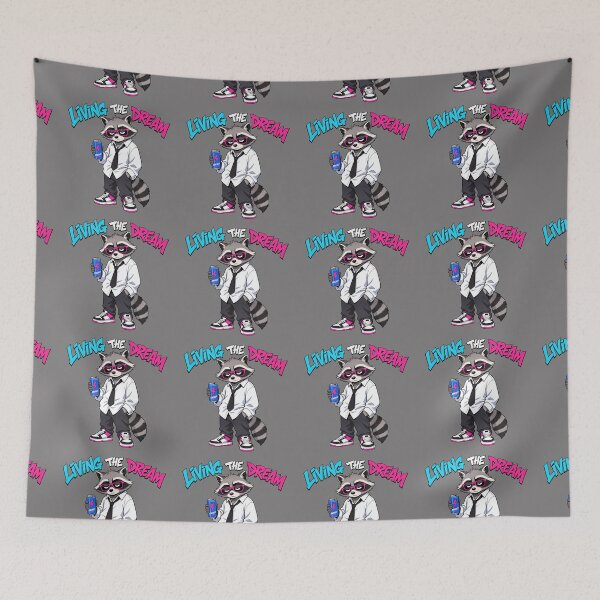 Item preview, Living the Dream - Cool Urban Raccoon Ironic Art designed and sold by TatyanaArt.