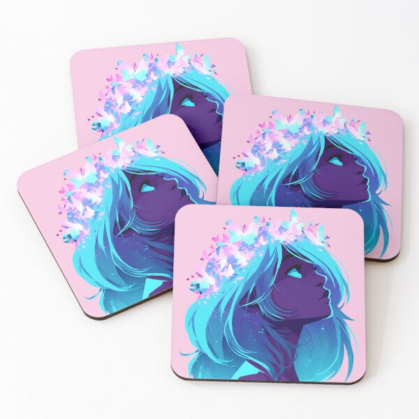 Item preview, Mystical Butterfly Woman with Cosmic Blue Hair and Pink Flowers PNG designed and sold by MythicMood.