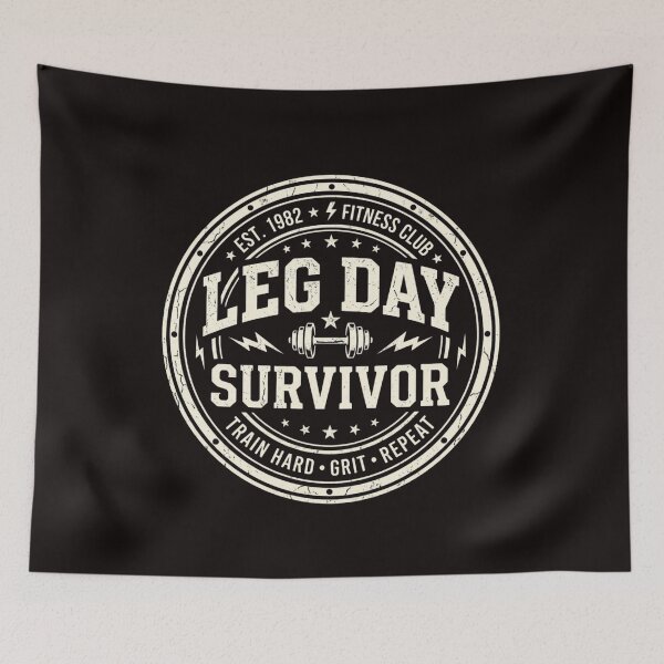Item preview, Leg Day Survivor – Funny Vintage Gym Workout Fitness Design designed and sold by RajDeals.