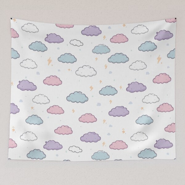 Item preview, Cute clouds and lightning illustration designed and sold by DuliDoodles.