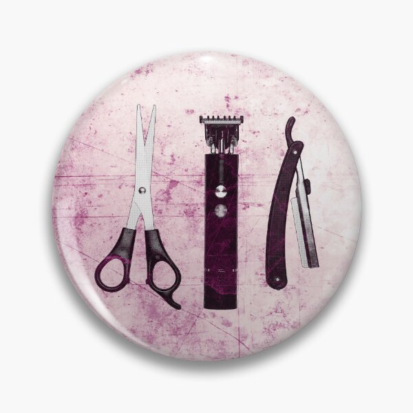 Item preview, Pink-tinted Vintage Barber Tools Shears Clipper and Razor designed and sold by Ghoul Enterprises.