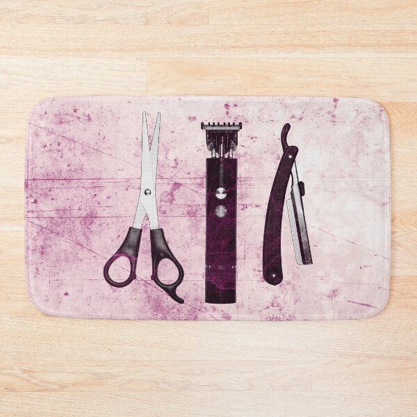 Item preview, Pink-tinted Vintage Barber Tools Shears Clipper and Razor designed and sold by Ghoul Enterprises.