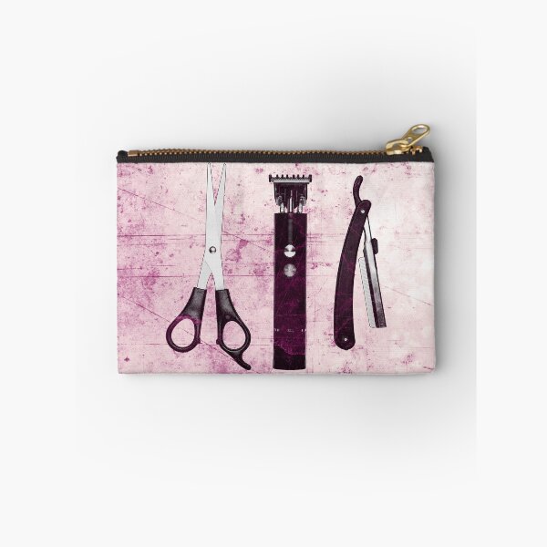 Item preview, Pink-tinted Vintage Barber Tools Shears Clipper and Razor designed and sold by Ghoul Enterprises.