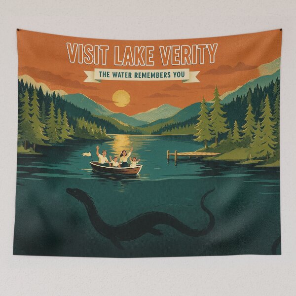 Item preview, Visit Lake Verity Retro Travel Poster Horror designed and sold by The Mellonaire.